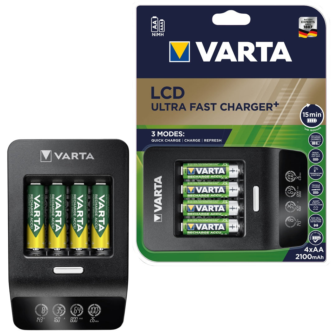 VARTA CARGADOR LCD ULTRA FAST + 4xHR6 2100mAh