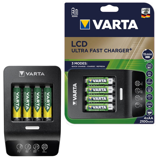 VARTA CARGADOR LCD ULTRA FAST + 4xHR6 2100mAh