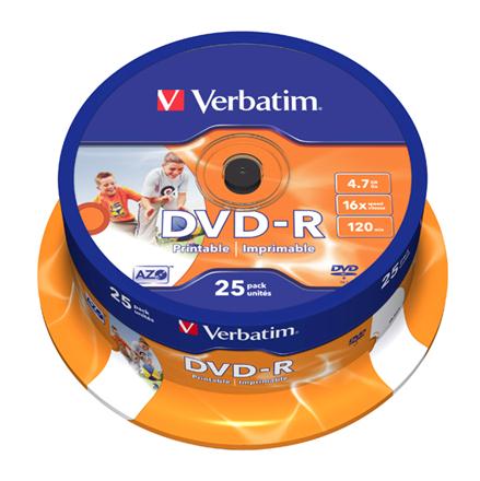 VERBATIM DVD-R 4.7GB 16X PRINTABLE FULL ID TARRINA*25