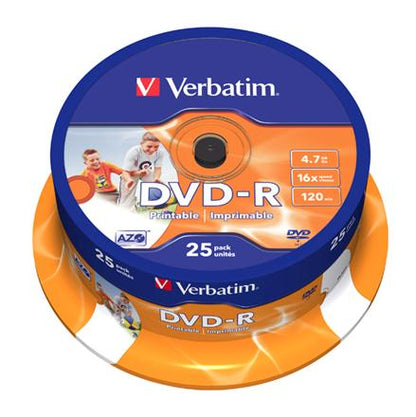 VERBATIM DVD-R 4.7GB 16X PRINTABLE FULL ID TARRINA*25