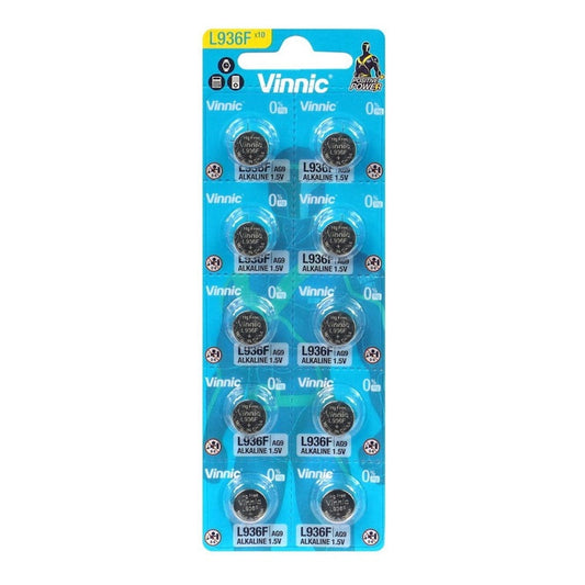 VINNIC PILA BOTON ALCALINA AG9 L936F LR45 BLISTER*10