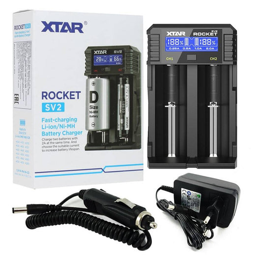 XTAR CARGADOR CARGA RAPIDA BATERIAS ION-LITIO/NI-MH  ROCKET SV2