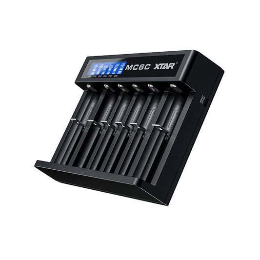 XTAR CARGADOR PANTALLA PEQUEÑA LCD BATERIAS ION-LITIO USB MC6C